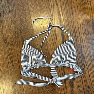 Victoria’s Secret Black and White Striped Bikini Top Size Medium